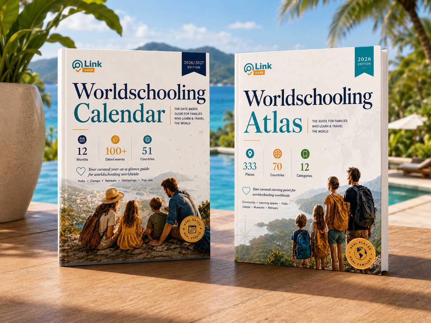 Worldschooling Atlas and Calendar bundle by the sea